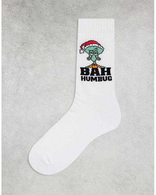 ASOS White Christmas Socks With Squidward Graphic for men