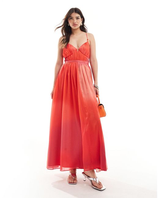 French Connection Red Darryl Hallie Maxi Dress