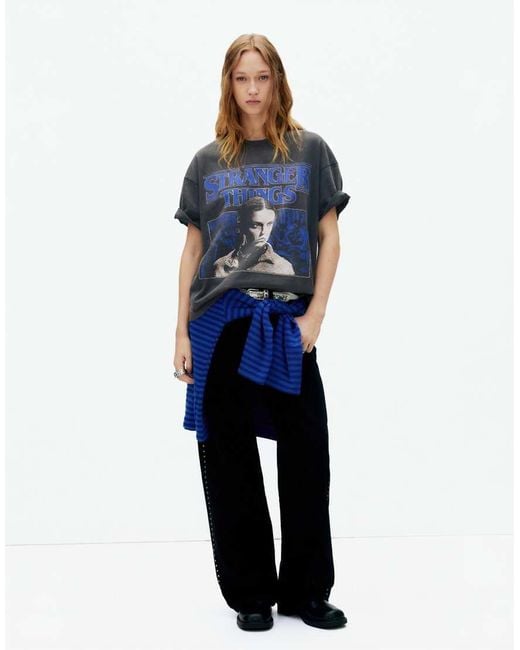 Pull&Bear Blue Stranger Things T-Shirt