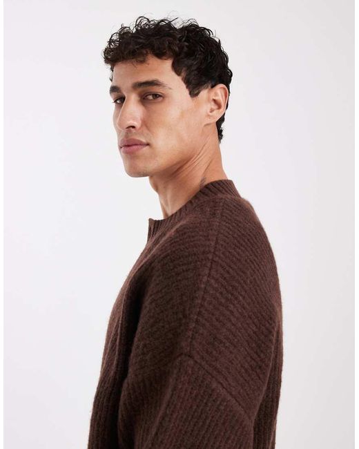 Jack & Jones Brown Crew Neck Cardigan for men
