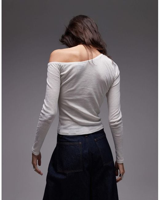 ASOS Gray Sheer Asymmetric Second Skin Top