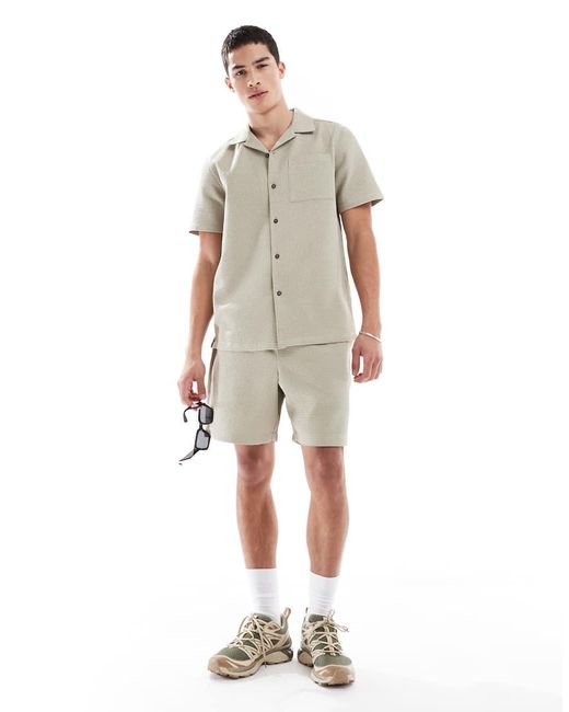 Camisa De Punto Gofrado De (Parte De Un Conjunto)-Neutro New Look de hombre de color White