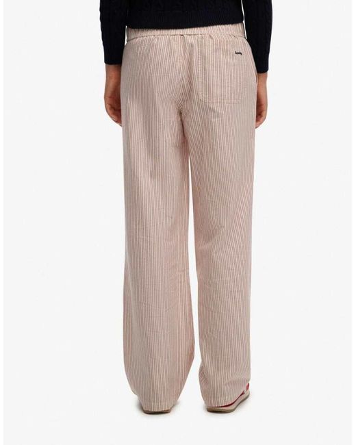 Superdry Blue Cotton Stripe Elasticated Trousers