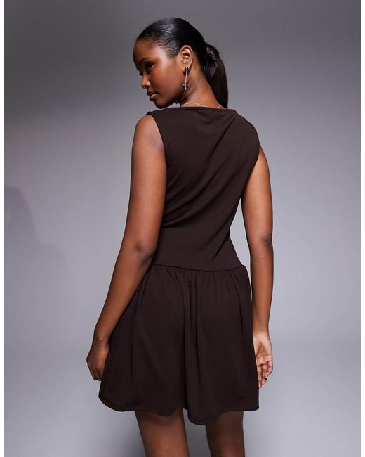 ASOS Brown Sleeveless Drop Waist Mini Dress