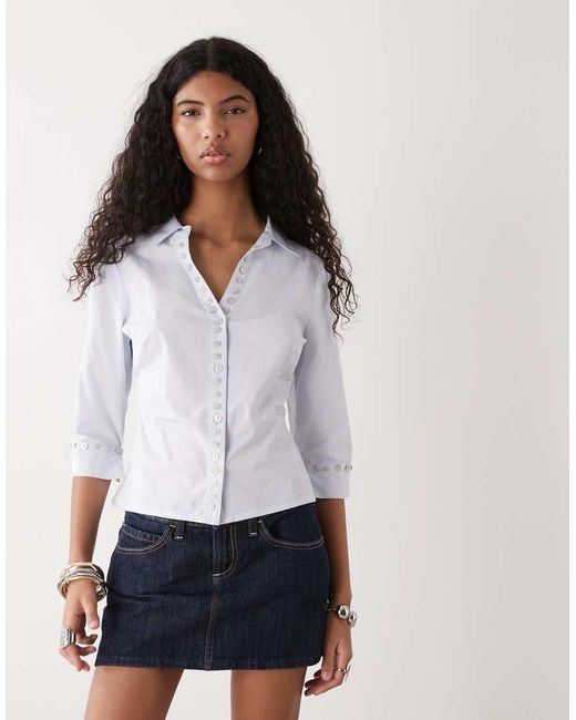 Collusion White Fitted Shell Button Shirt