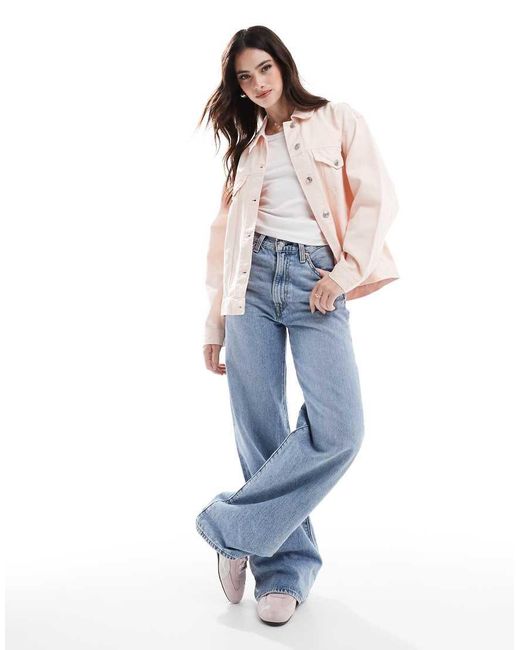 Giacca Di Jeans Slavato Stile Western di ASOS in Pink