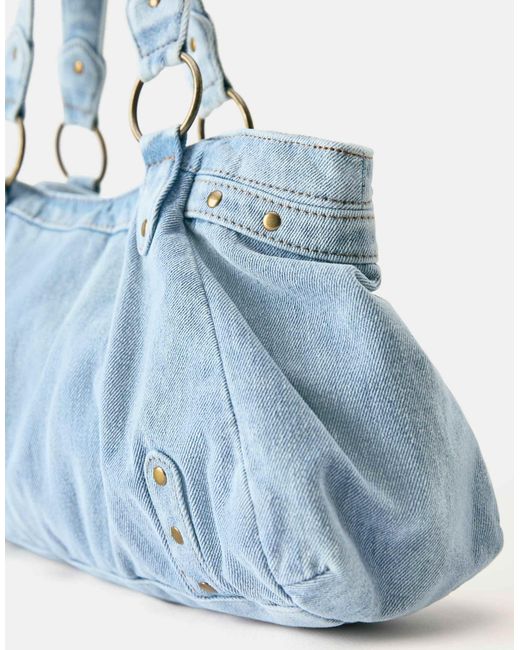 Pull&Bear Blue Denim-shopper mit ringen