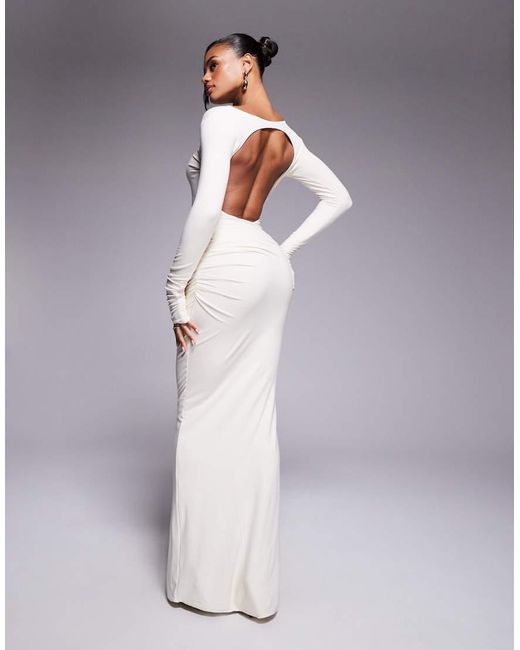 Oh Polly Gray Regine Open Back Maxi Dress