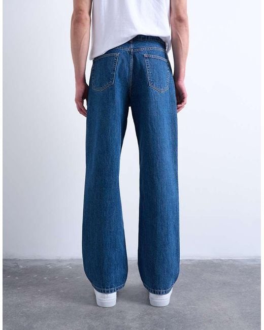 Vaqueros Rígidos Holgados Con Lavado Medio De -Azul Topman de hombre de color Blue