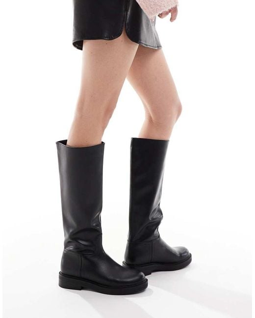 Pull&Bear Black Flat Knee High Boots