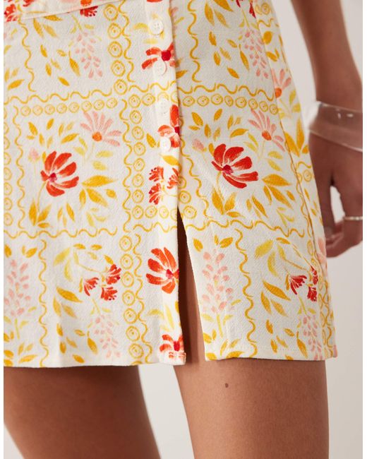 Rhythm Natural Front Split Mini Skirt