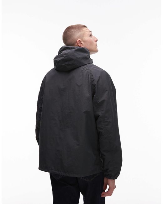 ARKET Black Windbreaker Jacket With Zip Front And Hood for men
