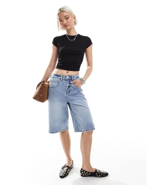 Bershka White Ruched Side Baby Tee Two Pack