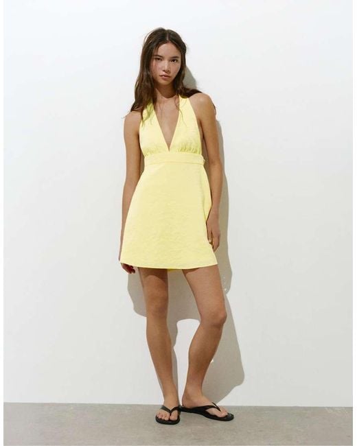 Pull&Bear Yellow Short Halter Dress