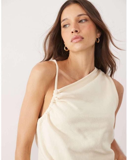 ASOS Natural Ruched Asymmetric Top Co-ord