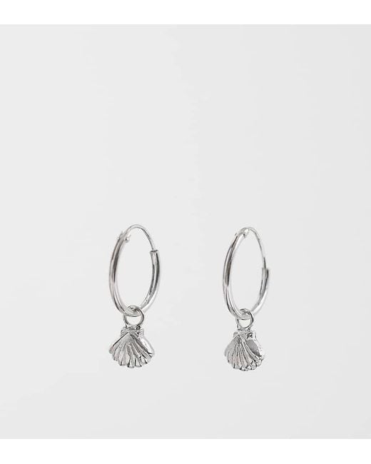 Kingsley Ryan White Shell Charm Hoops