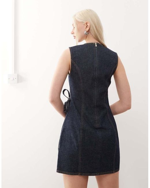 Collusion Blue Denim Mini Dress With Wrap Detail