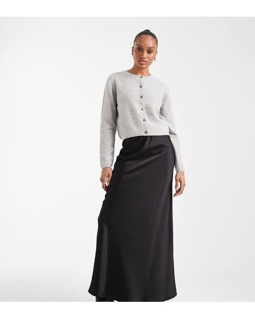 Vero Moda Gray Satin Bias Midi Skirt