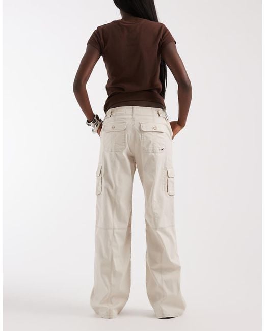 Hollister Natural Low Rise baggy Cargo Trousers With Adjustable Waist