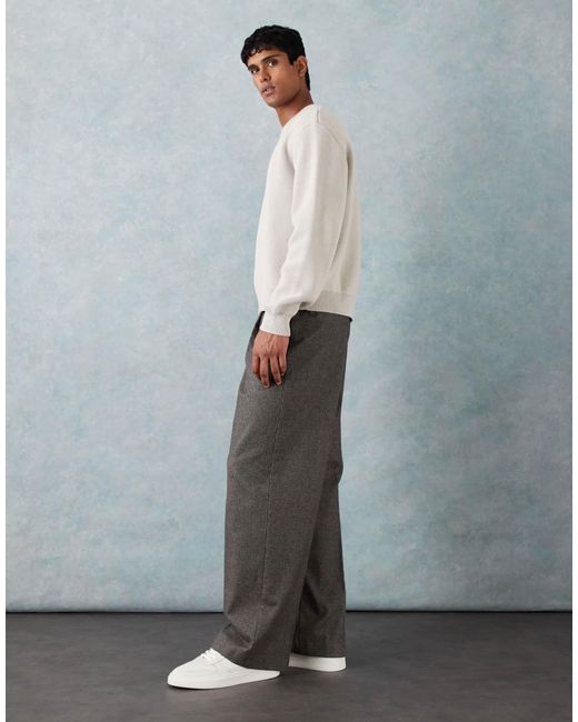 Pantalon large habillé motif pied-de-poule avec pinces et taille élastique - marron ASOS pour homme en coloris Gray