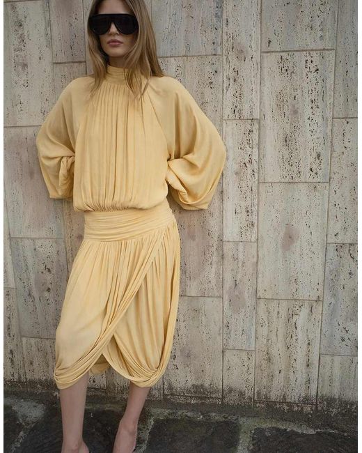 NA-KD Natural Draped Long Sleeve Open Back Midi Dress