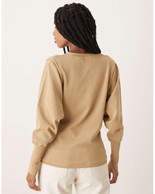 ASOS Natural Blouson Sleeve Structured Cardigan
