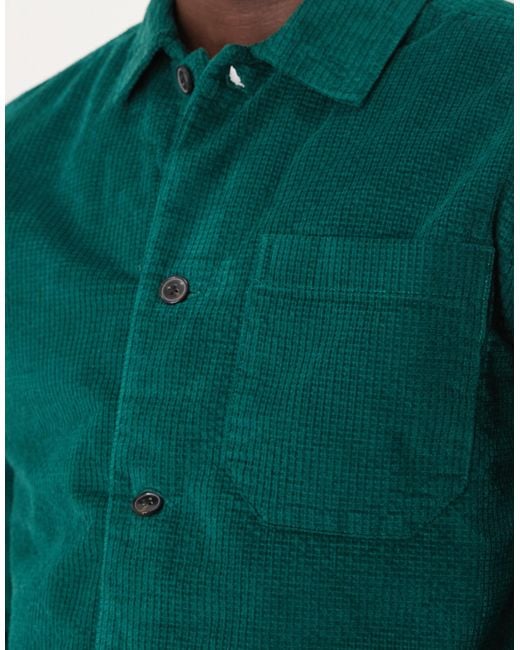 SELECTED Green Textured Padded Overshirt for men