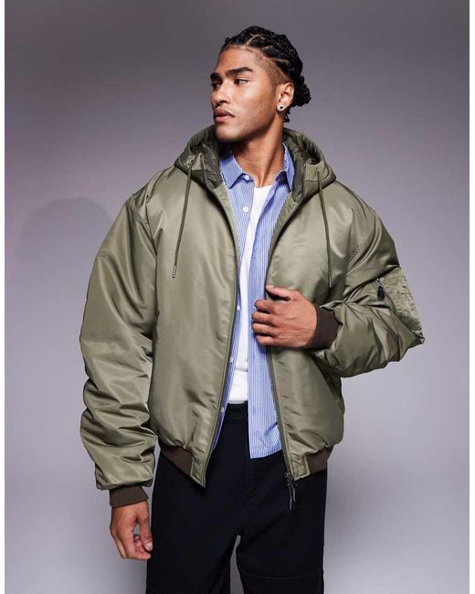 ASOS Gray Oversized Bomber Jacket for men
