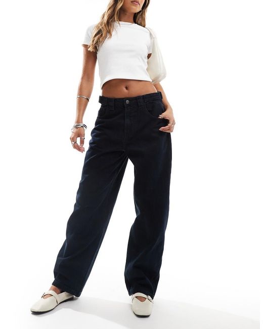Stradivarius Blue Str Adjustable Waist Barrel Jean
