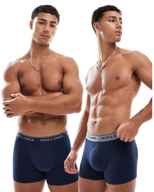 Jack & Jones Blue 2 Pack Contrast Trunks for men