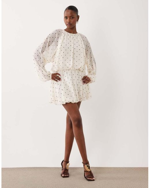 Gina Tricot Natural Chiffon Mini Dress Dress