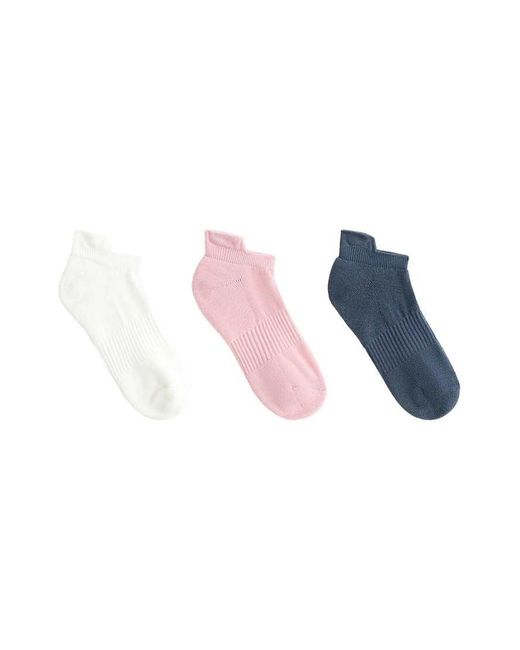 Oysho Blue 3 Pairs Of Tab Cotton Blend Sneaker Socks