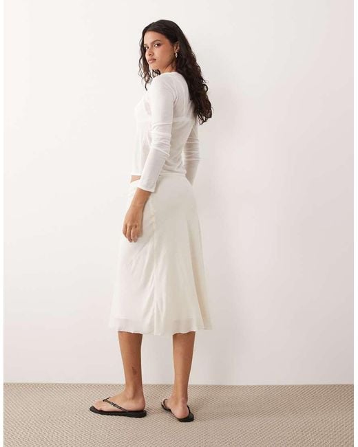 ARKET Natural Satin Midi Skirt