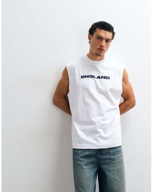 ASOS White Oversized Tank With England Graphic for men