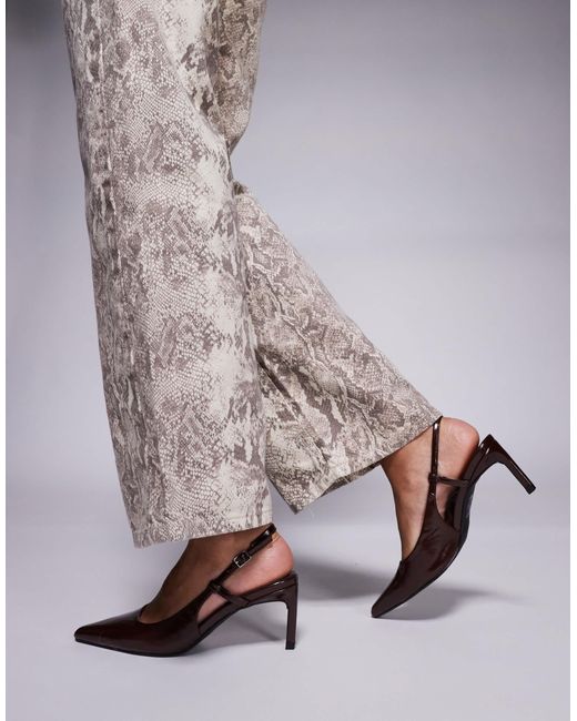 Public Desire Gray Salsa Sling Back Kitten Heels