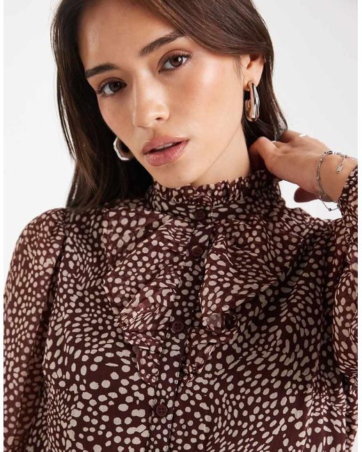 Wednesday's Girl Brown Leopard Print Floaty Mini Dress