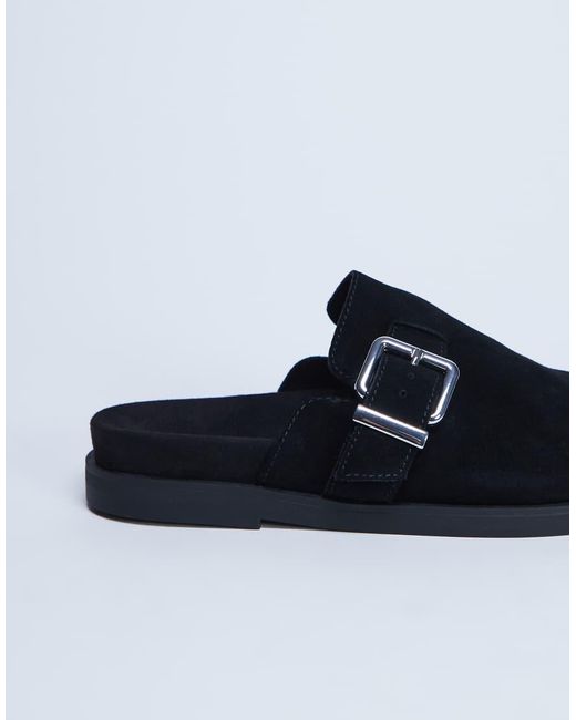TOPSHOP Blue Amy Slip On Mules With Buckle