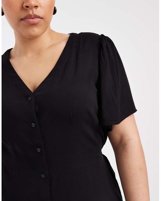 Vero Moda Black Button Through Mini Skater Dress