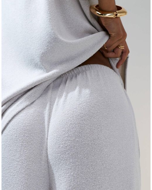 Pantalon d'ensemble large en maille texturée - taupe ASOS en coloris White