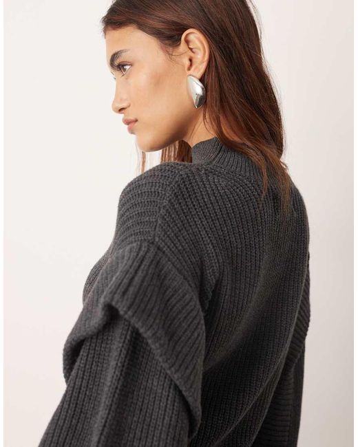 ARRANGE Brown Engineered Knit Sculpted Jumper With Shoulder Detail