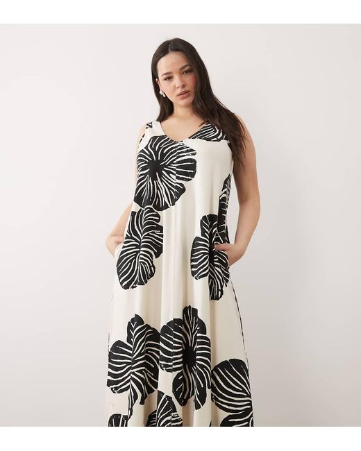 ASOS White Asos Design Curve Sleeveless V Neck Trapeze Maxi Dress