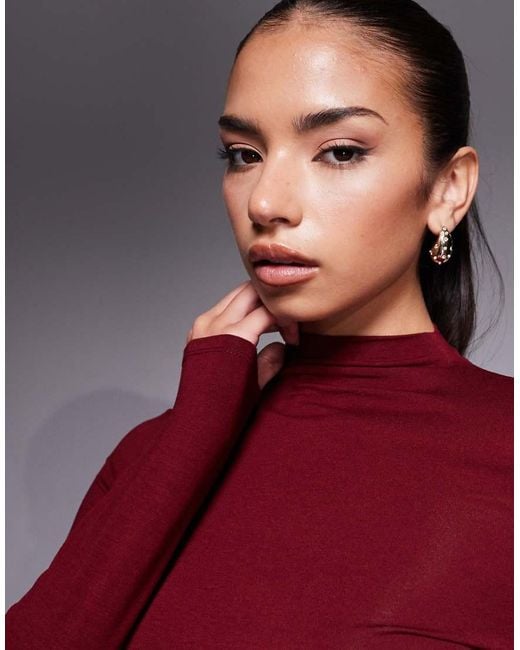 ASOS Geribbelde Mini Jurk Met Asymmetrische Zoom in het Red