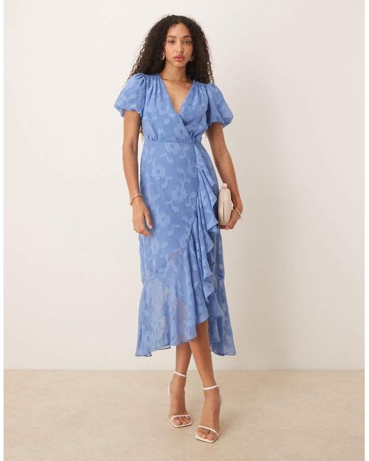 ANAYA Blue Floral Keyhole Back Midaxi Dress