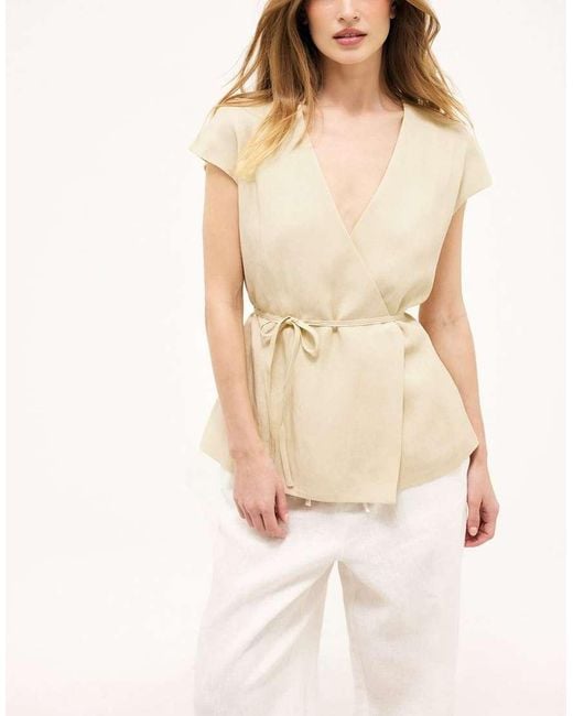 NA-KD Natural Belted Wrap Top