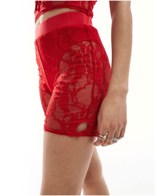 Annorlunda Red – leggings-shorts aus spitze
