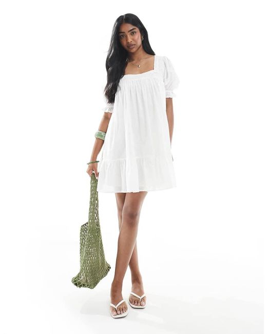 Vestido De Corte Amplio De Voile De Miss Selfridge de color White