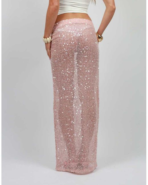 SIMMI Blue Sequin Maxi Beach Skirt