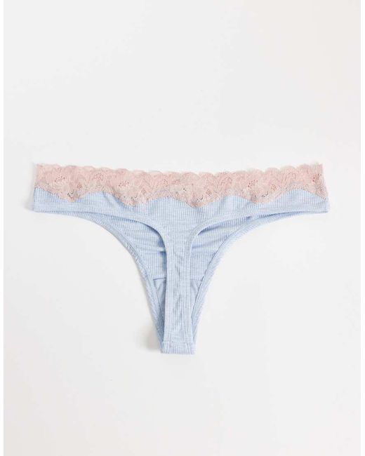 ASOS Pink Aria 3 Pack Cotton Thongs With Lace Trim