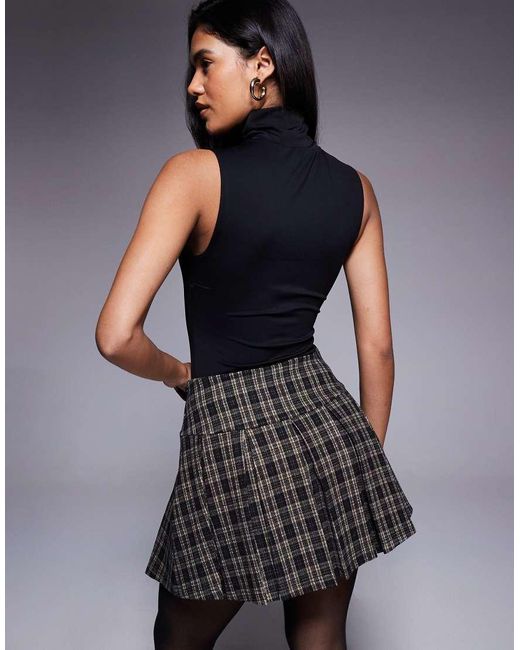 ASOS Blue Pleated Brushed V-seam Mini Skirt