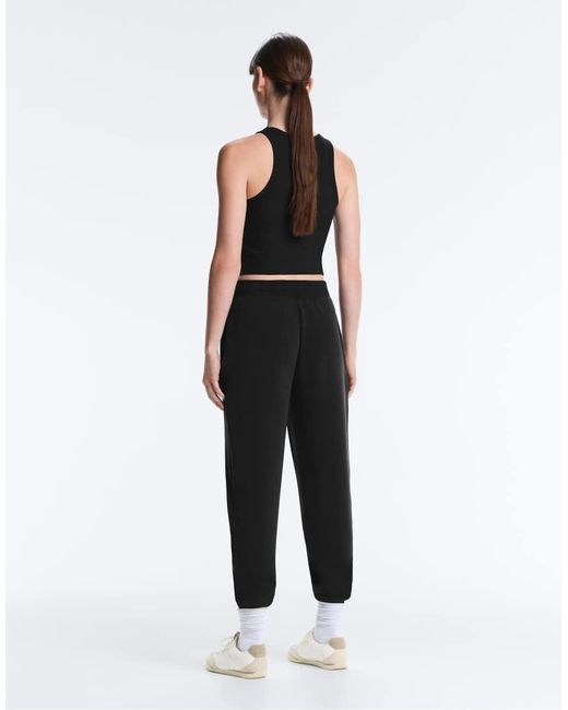 Oysho Black Ribbed Modal Blend Long Tank Top